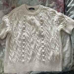 Off-White Short Sleeve Knit Sweater – Boutique Style